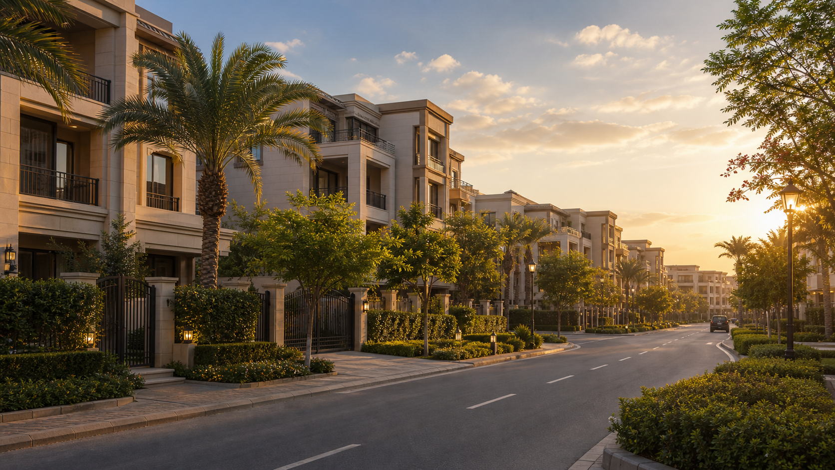 Premium residential street in an East Cairo style compound